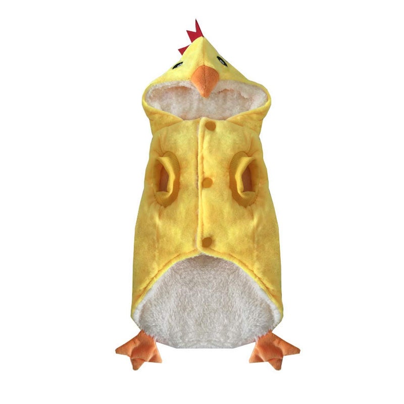 Mogoko Funny Dog Chicken Costume, Pet Halloween Christmas Rooster Cosplay Dress, Adorable Cat Apparel Animal Warm Outfits Clothes(L Size, Yellow) - Image 2